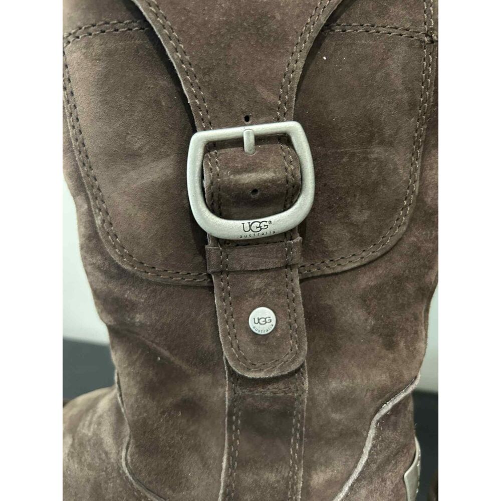 Women's UGG Boot Cargo III Sherling Lined Leather Mid Calf Buckle Zip Close Sz 7 - Picture 7 of 8